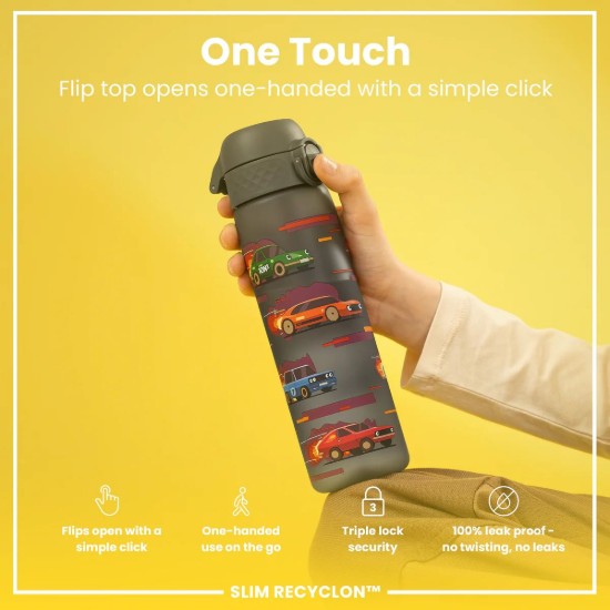 Sticla apa pentru copii Slim, recyclon, 500ml, Sport Cars - Ion8