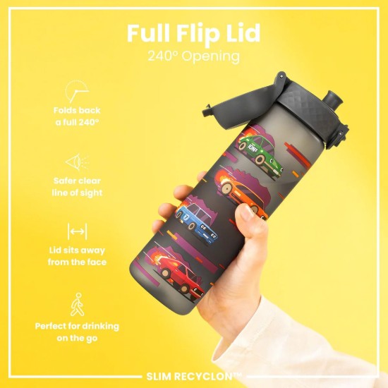 Sticla apa pentru copii Slim, recyclon, 500ml, Sport Cars - Ion8