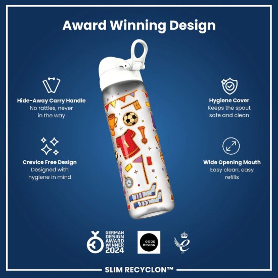 Sticla apa pentru copii Slim, recyclon, 500ml, Football - Ion8