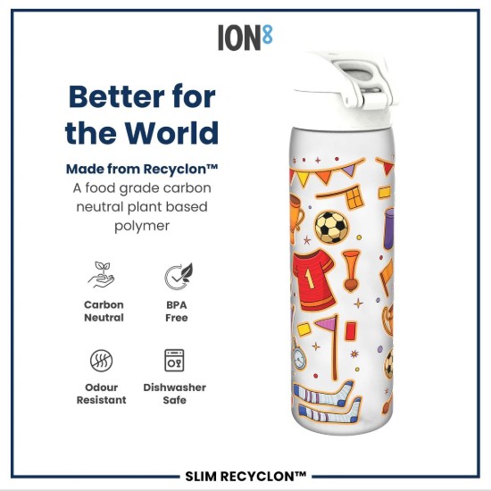 Sticla apa pentru copii Slim, recyclon, 500ml, Football - Ion8