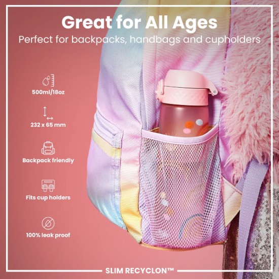 Sticla apa pentru copii Slim, recyclon, 500ml, Rainbows - Ion8