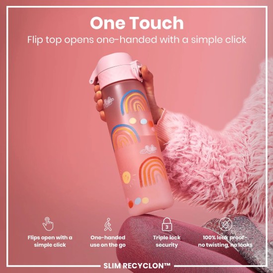 Sticla apa pentru copii Slim, recyclon, 500ml, Rainbows - Ion8
