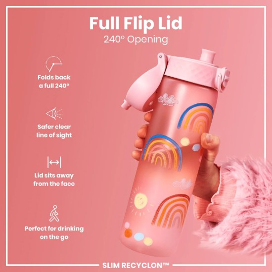 Sticla apa pentru copii Slim, recyclon, 500ml, Rainbows - Ion8