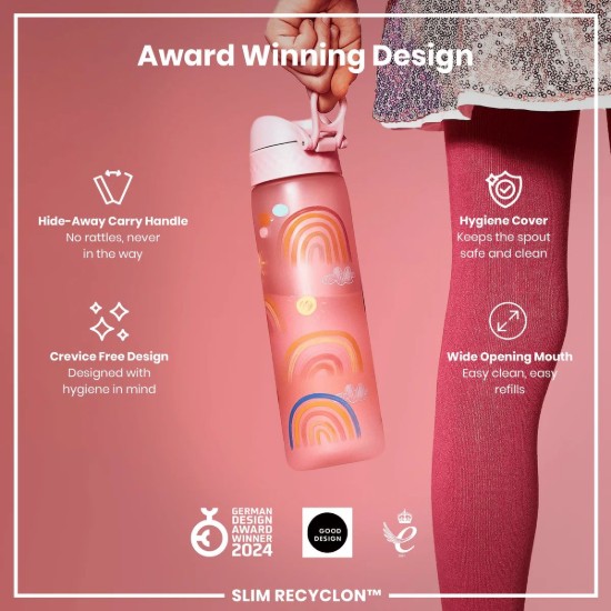Sticla apa pentru copii Slim, recyclon, 500ml, Rainbows - Ion8