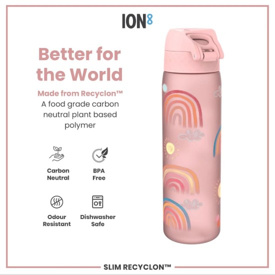 Sticla apa pentru copii Slim, recyclon, 500ml, Rainbows - Ion8