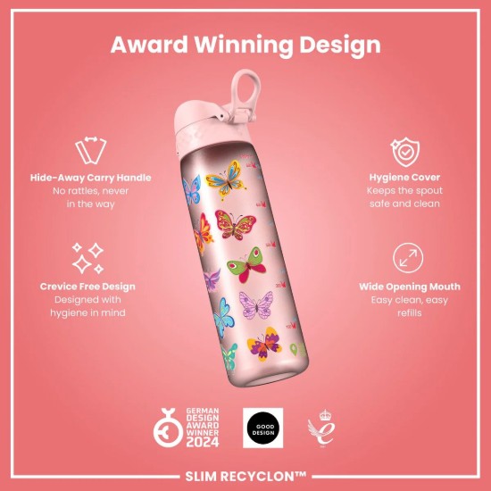 Sticla apa pentru copii Slim, recyclon, 500ml, Butterfly - Ion8