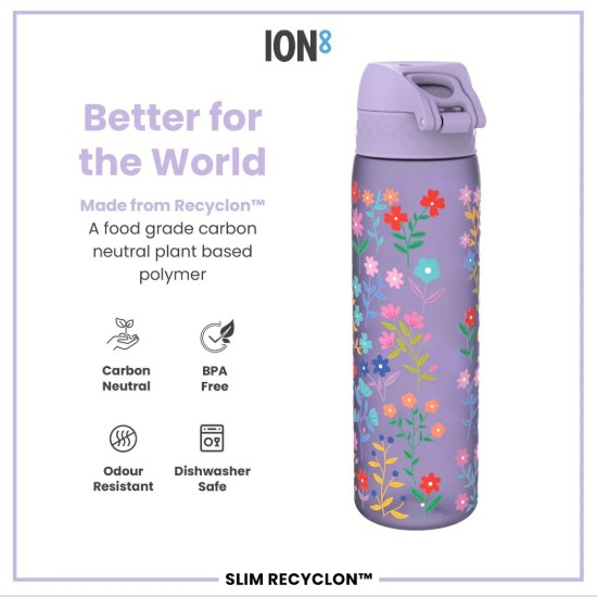 Sticla apa pentru copii Slim, recyclon, 500ml, Ditsy Floral - Ion8