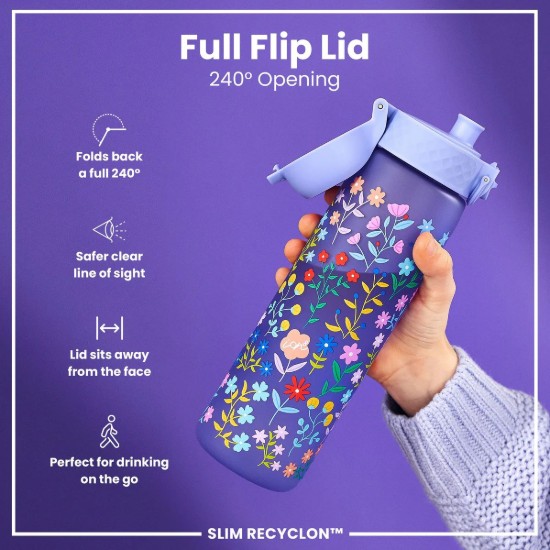 Sticla apa pentru copii Slim, recyclon, 500ml, Ditsy Floral - Ion8