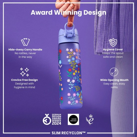Sticla apa pentru copii Slim, recyclon, 500ml, Ditsy Floral - Ion8
