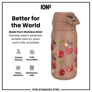 Sticla apa pentru copii, inox, 400ml, Cherries - Ion8