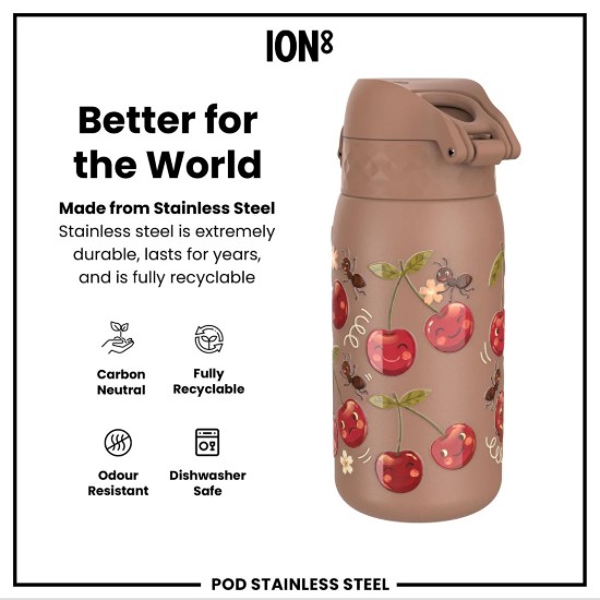 Sticla apa pentru copii, inox, 400ml, Cherries - Ion8