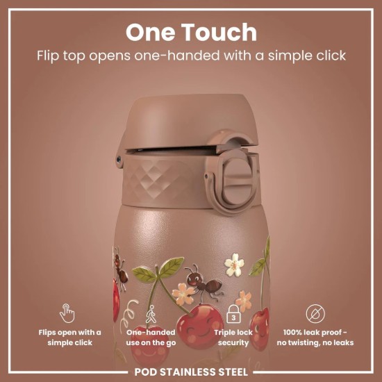 Sticla apa pentru copii, inox, 400ml, Cherries - Ion8