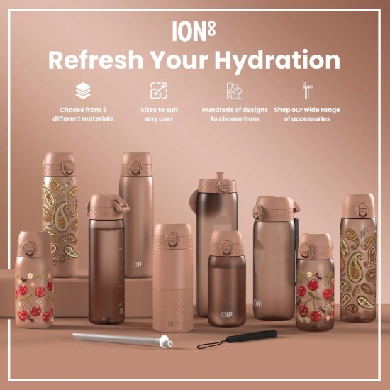 Sticla apa pentru copii, inox, 400ml, Cherries - Ion8