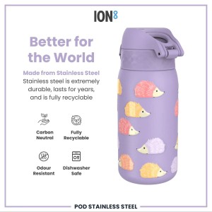 Sticla apa pentru copii, inox, 400ml, Hedgehog - Ion8
