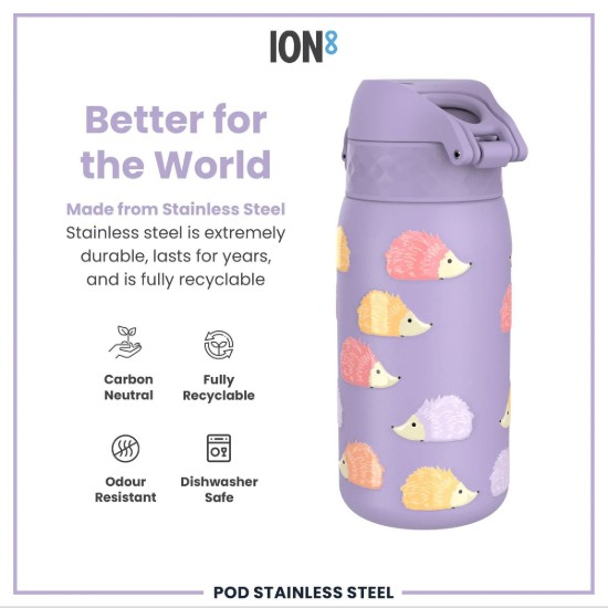 Sticla apa pentru copii, inox, 400ml, Hedgehog - Ion8