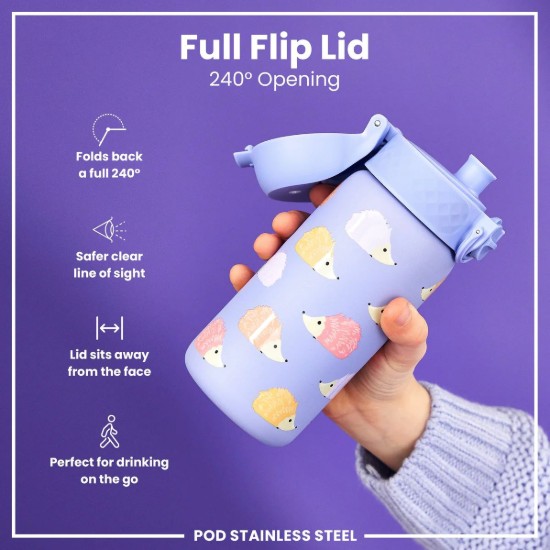 Sticla apa pentru copii, inox, 400ml, Hedgehog - Ion8
