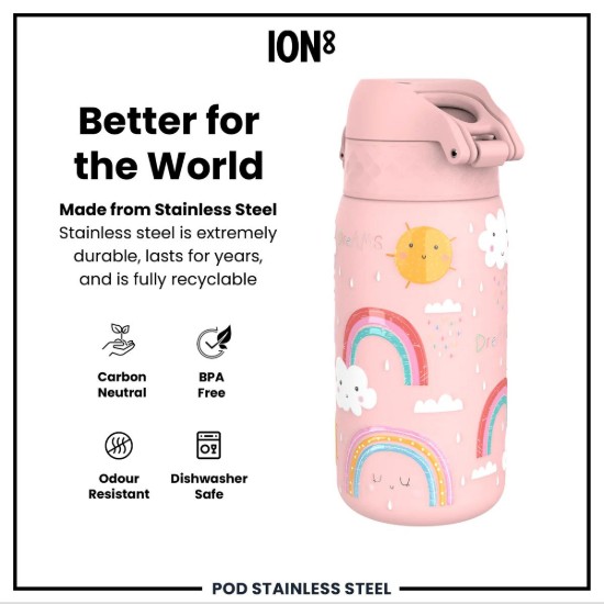 Sticla apa pentru copii, inox, 320ml, Rainbows - Ion8