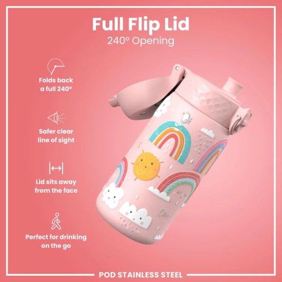 Sticla apa pentru copii, inox, 320ml, Rainbows - Ion8