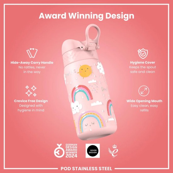 Sticla apa pentru copii, inox, 320ml, Rainbows - Ion8