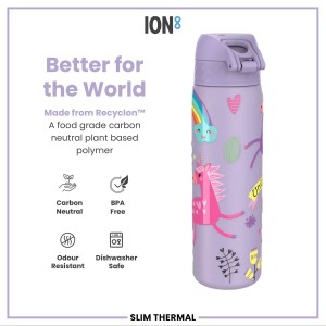 Sticla apa Slim, inox, 500ml, Unicorns Periwinkle - Ion8