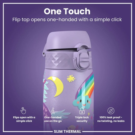 Sticla apa Slim, inox, 500ml, Unicorns Periwinkle - Ion8