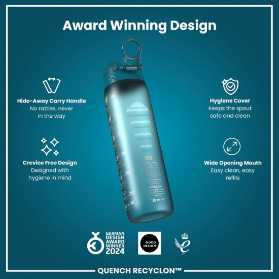 Sticla apa Times To Drink, recyclon, 1L, Teal&Blue - Ion8
