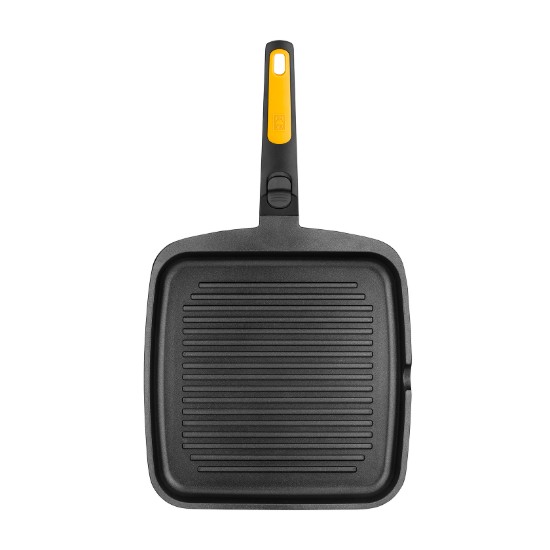 Tigaie grill patrata, aluminiu, cu maner detasabil, 28x28 cm, "Fast Click" - BRA