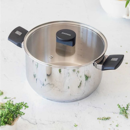Oala inox, cu capac, 30cm/12L, "Elite" - Monix