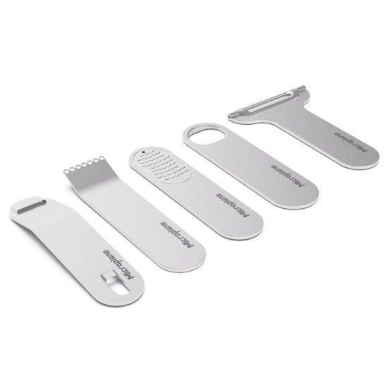 Set 5 ustensile bar, inox, cu suport, "Style Line", Walnut - Microplane