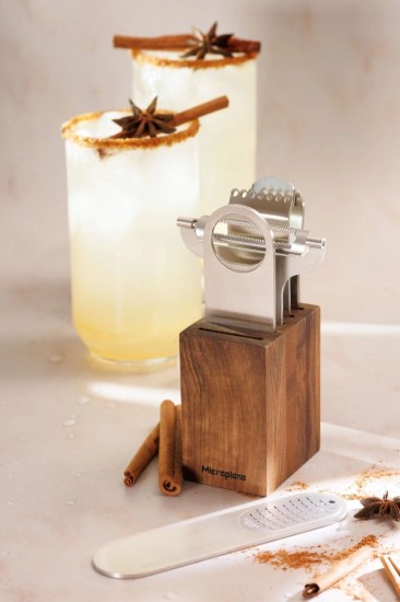 Set 5 ustensile bar, inox, cu suport, "Style Line", Walnut - Microplane