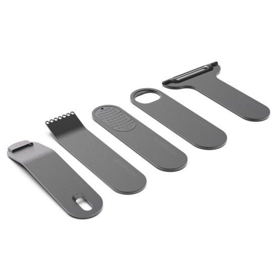 Set 5 ustensile bar, inox, cu acoperire PVD, cu suport, "Style Line", Black - Microplane