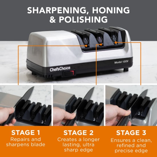 Ascutitor electric de cutite Model 15XV, Platinum - Chef's Choice