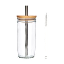 Pahar pentru bubble tea, cu capac si pai, sticla, 650ml - La Cafetiere