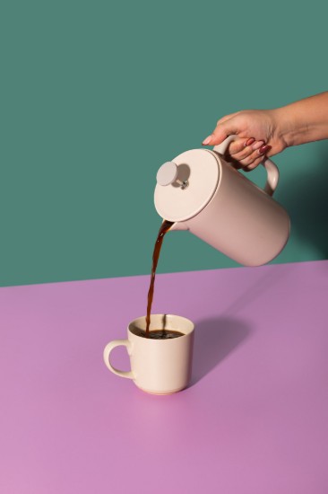 Cafetiera French Press, ceramica, 1L, "Arezzo", Latte - La Cafetiere