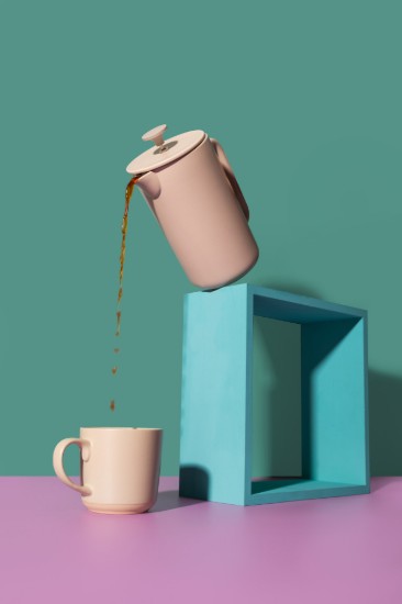 Cafetiera French Press, ceramica, 1L, "Arezzo", Latte - La Cafetiere