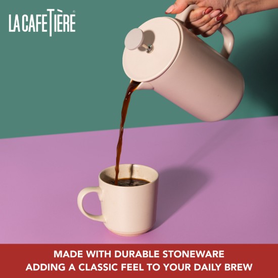 Cafetiera French Press, ceramica, 1L, "Arezzo", Latte - La Cafetiere