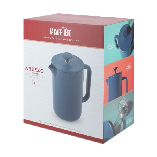 Cafetiera French Press, ceramica, 1L, "Arezzo", Navy - La Cafetiere