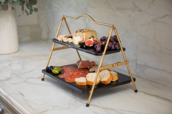 Platou servire, cu 2 nivele, metal, 39,5 x 26 x 34,5 cm - Artesa