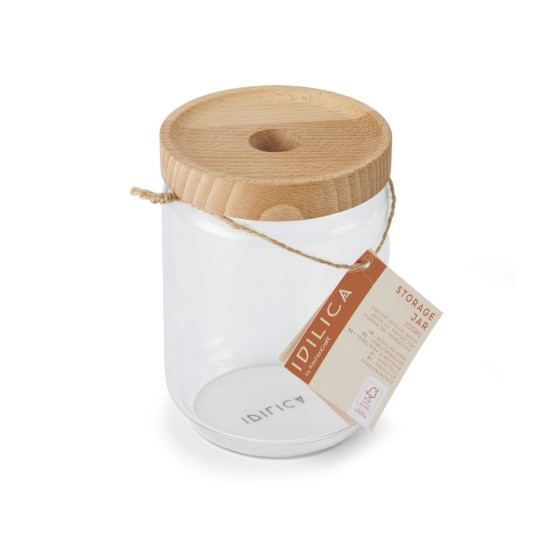 Borcan depozitare, sticla, 500ml, cu capac din bambus, "Idilica" - Kitchen Craft
