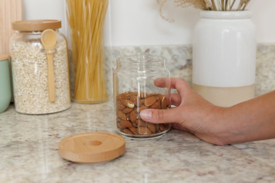 Borcan depozitare, sticla, 500ml, cu capac din bambus, "Idilica" - Kitchen Craft