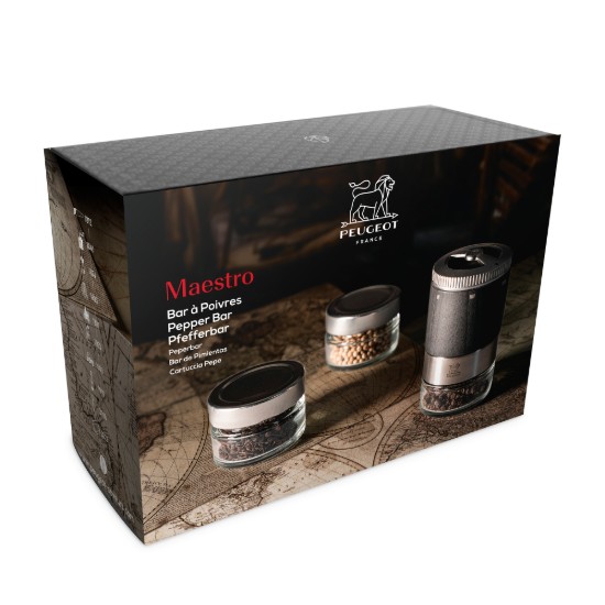 Rasnita pentru piper cu accesorii, 7 piese, "Maestro", Graphite - Peugeot