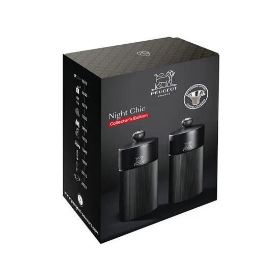 Set 2 rasnite sare si piper, 12 cm, "Line Z", cu palnie inox - Peugeot
