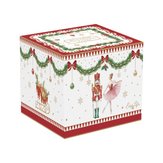 Set 2 cesti cu farfurioara, portelan, 80ml, "Magie de Noel" - Easy Life