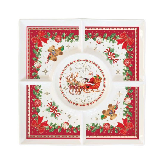 Platou patrat aperitiv, portelan, 25x25cm, "Christmas Heritage" - Easy Life