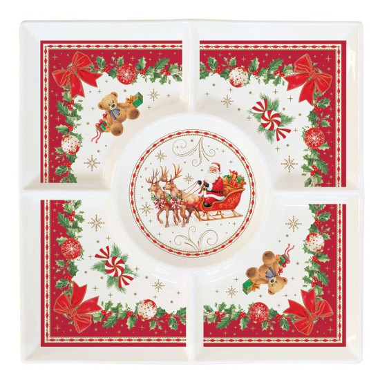 Platou patrat aperitiv, portelan, 25x25cm, "Christmas Heritage" - Easy Life