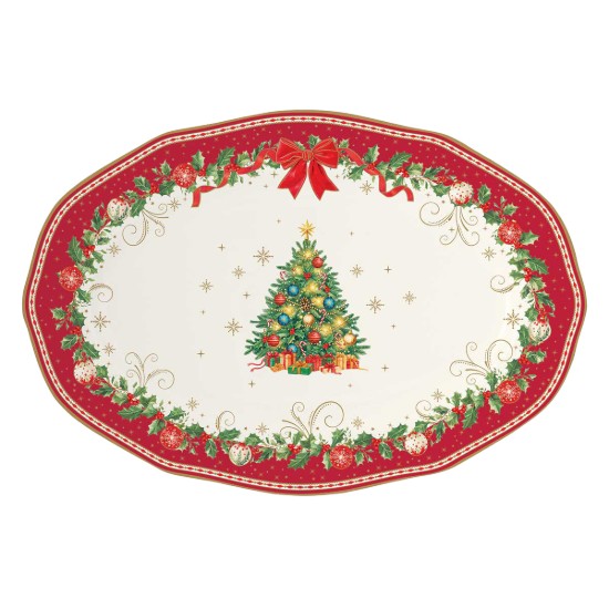 Platou servire, portelan, 36x25cm, "Christmas Heritage" - Easy Life