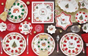 Set platou si paleta tort, portelan, 32cm, "Christmas Tale" - Easy Life