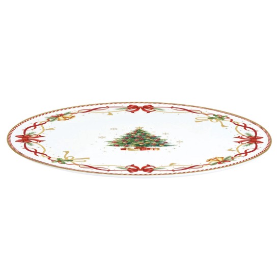 Set platou si paleta tort, portelan, 32cm, "Christmas Tale" - Easy Life