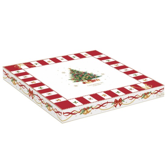 Set platou si paleta tort, portelan, 32cm, "Christmas Tale" - Easy Life
