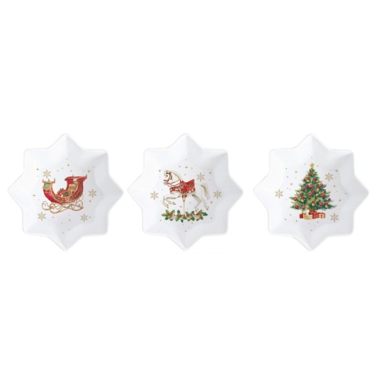 Set 3 boluri aperitive, cu tava din bambus, "Christmas Tale" - Easy Life